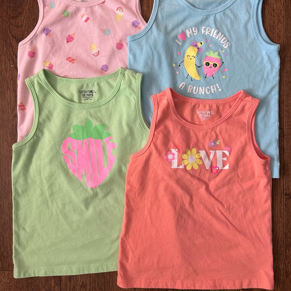 Garanimals Girls Graphic Tank Tops - Pink, Blue, Green, Orange